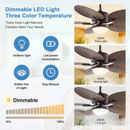 Ventilador de teto da ilha tropical com luzes de pátios ao ar livre